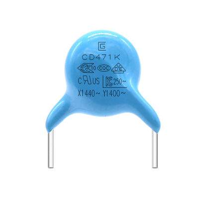 شهادة UL 250VAC Y1 Safety471K/400V مكثف 2A-20A التيار المسموح به -40 °C ~ 85 °C درجة حرارة التشغيل