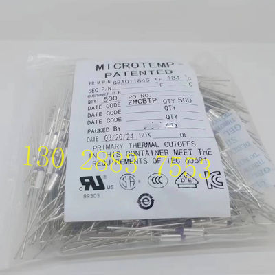 MICROTEMP G8A00072C فيوز الحراري قدرة انقطاع التيار الحالي تصل إلى 25 آمبر عند 250VAC G8A01Tf072C